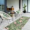 RUGGABLE Washable Area Rug – Outdoor Watercolor Waves Copper Jade 5×7, Stain-Resistant, Non-Slip – Medium Machine Washable Rugs for Entryway, Patio, Balcony, Deck, & Porch–with Standard Pad(Filifera Palm Pink – Standard Pad)