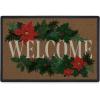 RUGGABLE Washable Front Doormat – Hohoho Red and Green 2×3 Indoor/Outdoor Doormat – Fade–Resistant, Durable, Non–Slip – Welcome Mat for Entryway, Hallway, Bathroom, & Decor – with Standard Pad(Poinsettia Greeting – Standard Pad)