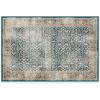 RUGGABLE Washable Vintage Area Rug – Celestine Coral 3×5, Stain-Resistant, Non-Slip – Small Machine Washable Rugs for Living Room, Bedroom, Hallway, Entryway & Office–with Standard Pad(Teal Blue – Cushioned Pad)