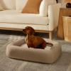 Ruggable Small Dog Bed Indestructible Washable Waterproof Cover Calming Memory Foam, Plush Crate for Dogs – 28 inch, up to 25lbs, Non Slip Couch, Premium Donut Bolster Sides Stone Grey(Taupe Boucle)