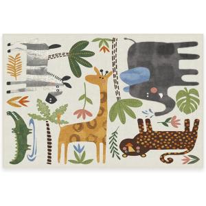 RUGGABLE Washable Area Rug – Animal Safari Multicolor 3×5, Stain-Resistant, Non-Slip – Small Machine Washable Rugs for Living Room, Bedroom, Hallway, Entryway & Office–with Standard Pad(Animal Safari Multicolor – Standard Pad)