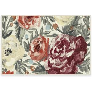 RUGGABLE Washable Area Rug – Camellia Midnight 3×5, Stain-Resistant, Non-Slip – Small Machine Washable Rugs for Living Room, Bedroom, Hallway, Entryway & Office–with Standard Pad(Currant – Cushioned Pad)