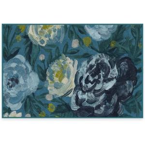 RUGGABLE Washable Area Rug – Camellia Midnight 3×5, Stain-Resistant, Non-Slip – Small Machine Washable Rugs for Living Room, Bedroom, Hallway, Entryway & Office–with Standard Pad(Midnight – Cushioned Pad)