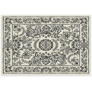 RUGGABLE Washable Area Rug – Delphina Delft Blue 6×9, Stain-Resistant, Non-Slip – Medium Machine Washable Rugs for Living Room, Bedroom, Hallway, Entryway & Office–with Standard Pad(Black & White – Cushioned Pad)