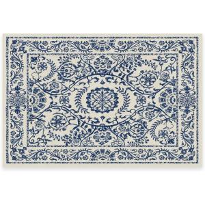 RUGGABLE Washable Area Rug – Delphina Delft Blue 6×9, Stain-Resistant, Non-Slip – Medium Machine Washable Rugs for Living Room, Bedroom, Hallway, Entryway & Office–with Standard Pad(Delft Blue – Standard Pad)