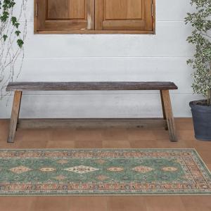 RUGGABLE Washable Area Rug – Outdoor Allura Copper Sage 5×7, Stain-Resistant, Non-Slip – Medium Machine Washable Rugs for Entryway, Patio, Balcony, Deck, & Porch–with Standard Pad(Ranier Copper Sage – Standard Pad)