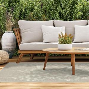 RUGGABLE Washable Area Rug – Outdoor Gingham Plaid Black & White 3×5, Stain-Resistant, Non-Slip – Small Machine Washable Rugs for Entryway, Patio, Balcony, Deck, & Porch–with Standard Pad(Gemma Lattice Natural – Standard Pad)