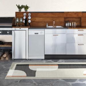 RUGGABLE Washable Area Rug – Outdoor Watercolor Waves Copper Jade 5×7, Stain-Resistant, Non-Slip – Medium Machine Washable Rugs for Entryway, Patio, Balcony, Deck, & Porch–with Standard Pad(Olena Charcoal – Standard Pad)