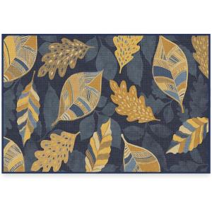 RUGGABLE Washable Fall Autumn Area Rug – Aurelia Navy Gold 3×5, Stain-Resistant, Non-Slip – Small Machine Washable Rugs for Living Room, Bedroom, Hallway, Entryway & Office–with Standard Pad(Aurelia Navy Gold – Standard Pad)