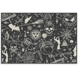 RUGGABLE Washable Fall Autumn Area Rug – Aurelia Navy Gold 3×5, Stain-Resistant, Non-Slip – Small Machine Washable Rugs for Living Room, Bedroom, Hallway, Entryway & Office–with Standard Pad(Witchcraft Black – Standard Pad)