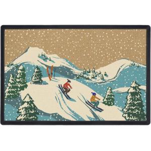 RUGGABLE Washable Front Doormat – Hohoho Red and Green 2×3 Indoor/Outdoor Doormat – Fade–Resistant, Durable, Non–Slip – Welcome Mat for Entryway, Hallway, Bathroom, & Decor – with Standard Pad(Ski You Later – Standard Pad)