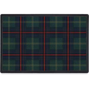 RUGGABLE Washable Front Doormat – Hohoho Red and Green 2×3 Indoor/Outdoor Doormat – Fade–Resistant, Durable, Non–Slip – Welcome Mat for Entryway, Hallway, Bathroom, & Decor – with Standard Pad(Winter Tartan Evergreen – Standard Pad)