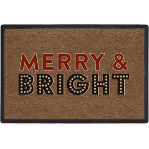 RUGGABLE Washable Front Doormat – Hohoho Red and Green 2×3 Indoor/Outdoor Doormat – Fade–Resistant, Durable, Non–Slip – Welcome Mat for Entryway, Hallway, Bathroom, & Decor – with Standard Pad(Merry & Bright – Standard Pad)