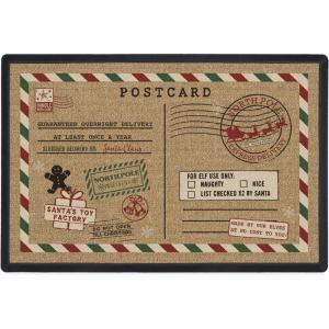 RUGGABLE Washable Front Doormat – Hohoho Red and Green 2×3 Indoor/Outdoor Doormat – Fade–Resistant, Durable, Non–Slip – Welcome Mat for Entryway, Hallway, Bathroom, & Decor – with Standard Pad(Christmas Postcard – Standard Pad)