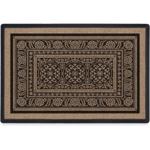 RUGGABLE Washable Front Doormat – Mabelle Black 2×3 Indoor/Outdoor Doormat – Fade–Resistant, Durable, Non–Slip – Welcome Mat for Entryway, Hallway, Bathroom, & Decor – with Standard Pad
