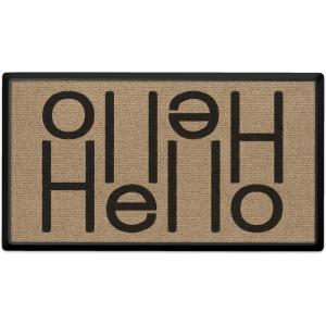 RUGGABLE Washable Front Doormat – Welcome 2×3 Indoor/Outdoor Doormat – Fade–Resistant, Durable, Non–Slip – Welcome Mat for Entryway, Hallway, Bathroom, & Decor – with Standard Pad(Hello Light Coir)