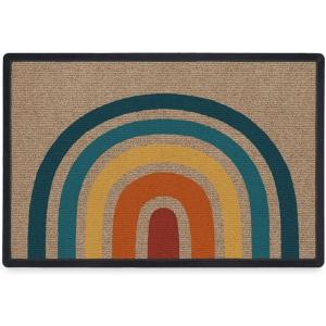 RUGGABLE Washable Front Doormat – Welcome 2×3 Indoor/Outdoor Doormat – Fade–Resistant, Durable, Non–Slip – Welcome Mat for Entryway, Hallway, Bathroom, & Decor – with Standard Pad(Aria Rainbow – Doormat)
