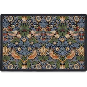 RUGGABLE Washable Front Doormat – Welcome 2×3 Indoor/Outdoor Doormat – Fade–Resistant, Durable, Non–Slip – Welcome Mat for Entryway, Hallway, Bathroom, & Decor – with Standard Pad(B – Strawberry Thief Indigo)