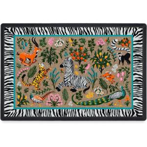 RUGGABLE Washable Front Doormat – Welcome 2×3 Indoor/Outdoor Doormat – Fade–Resistant, Durable, Non–Slip – Welcome Mat for Entryway, Hallway, Bathroom, & Decor – with Standard Pad(Iris Apfel Splendor in the Grass)