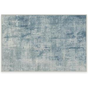 RUGGABLE Washable Modern Area Rug – Impasto Natural 3×5, Stain-Resistant, Non-Slip – Small Machine Washable Rugs for Living Room, Bedroom, Hallway, Entryway & Office–with Standard Pad(Slate Blue – Cushioned Pad)