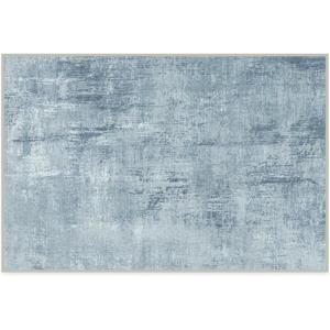 RUGGABLE Washable Modern Area Rug – Impasto Natural 3×5, Stain-Resistant, Non-Slip – Small Machine Washable Rugs for Living Room, Bedroom, Hallway, Entryway & Office–with Standard Pad(Slate Blue – Standard Pad)