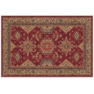 RUGGABLE Washable Vintage Area Rug – Cambria Ruby 3×5, Stain-Resistant, Non-Slip – Small Machine Washable Rugs for Living Room, Bedroom, Hallway, Entryway & Office–with Standard Pad(Ruby – Standard Pad)
