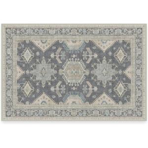 RUGGABLE Washable Vintage Area Rug – Cambria Ruby 3×5, Stain-Resistant, Non-Slip – Small Machine Washable Rugs for Living Room, Bedroom, Hallway, Entryway & Office–with Standard Pad(Abalone – Cushioned Pad)