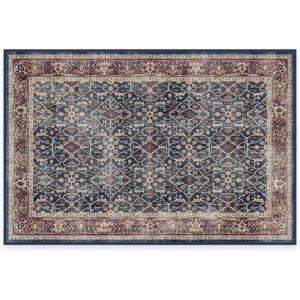 RUGGABLE Washable Vintage Area Rug – Celestine Coral 3×5, Stain-Resistant, Non-Slip – Small Machine Washable Rugs for Living Room, Bedroom, Hallway, Entryway & Office–with Standard Pad(Sapphire – Standard Pad)