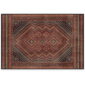 RUGGABLE Washable Vintage Area Rug – Kaden Amber Red 3×5, Stain-Resistant, Non-Slip – Small Machine Washable Rugs for Living Room, Bedroom, Hallway, Entryway & Office–with Standard Pad(Amber Red – Standard Pad)