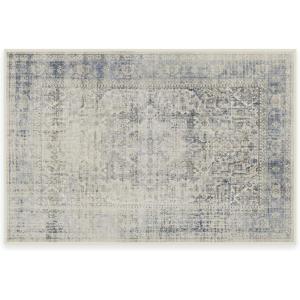 RUGGABLE Washable Vintage Area Rug – Kamran Hazel 3×5, Stain-Resistant, Non-Slip – Small Machine Washable Rugs for Living Room, Bedroom, Hallway, Entryway & Office–with Standard Pad(Blue Quartz Distressed- Kamran – Standard Pad)