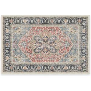 RUGGABLE Washable Vintage Area Rug – Kamran Hazel 3×5, Stain-Resistant, Non-Slip – Small Machine Washable Rugs for Living Room, Bedroom, Hallway, Entryway & Office–with Standard Pad(Cayenne Red – Kamran – Cushioned Pad)
