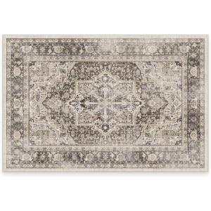 RUGGABLE Washable Vintage Area Rug – Kamran Hazel 3×5, Stain-Resistant, Non-Slip – Small Machine Washable Rugs for Living Room, Bedroom, Hallway, Entryway & Office–with Standard Pad(A Hazel – Kamran – Cushioned Pad)