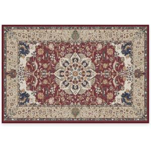 RUGGABLE Washable Vintage Area Rug – Sima Royal Blue 9×12, Stain-Resistant, Non-Slip – Large Machine Washable Rugs for Living Room, Bedroom, Hallway, Entryway & Office–with Standard Pad(Sima Currant – Cushioned Pad)