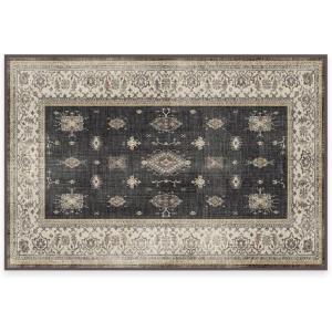 RUGGABLE Washable Vintage Area Rug – Verena Sapphire 3×5, Stain-Resistant, Non-Slip – Small Machine Washable Rugs for Living Room, Bedroom, Hallway, Entryway & Office–with Standard Pad(Dark Wood – Cushioned Pad)
