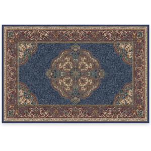 RUGGABLE x Disney Washable Area Rug – Damask Charcoal 6 ft Round, Stain-Resistant, Non-Slip – Medium Machine Washable Rugs for Living Room, Bedroom, Hallway, Entryway & Office–with Standard Pad(Mickey Sapphire – Cushioned Pad)