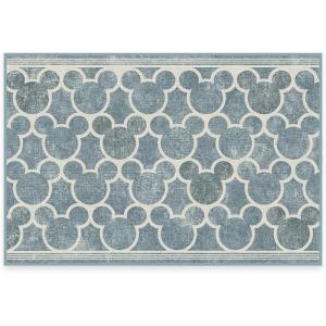 RUGGABLE x Disney Washable Area Rug – Trellis Blue 3×5, Stain-Resistant, Non-Slip – Small Machine Washable Rugs for Living Room, Bedroom, Hallway, Entryway & Office–with Standard Pad(Mickey Trellis Blue – Cushioned Pad)
