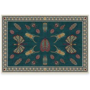 RUGGABLE x Iris Apfel Machine Washable Modern Area Rug – Birds of A Feather Neutral 3×5, Stain-Resistant, Non-Slip – Small Rugs for Living Room, Bedroom, Hallway, Entryway & Office–with Cushioned Pad(A – Flutterby Teal – Cushioned Pad)