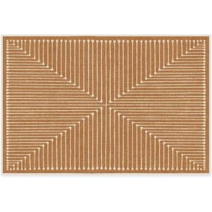 RUGGABLE x Jonathan Adler Machine Washable Modern Runner Rug – Inkdrop Camel & Ivory 2.5×7, Stain-Resistant, Non-Slip – Washable Rug for Hallway, Entryway, Living Room & Kitchen–with Standard Pad(Inkdrop Copper – Standard Pad)