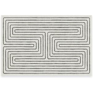 RUGGABLE x Jonathan Adler Machine Washable Modern Runner Rug – Inkdrop Camel & Ivory 2.5×7, Stain-Resistant, Non-Slip – Washable Rug for Hallway, Entryway, Living Room & Kitchen–with Standard Pad(Labyrinth Black/Ivory – Cushioned Pad)