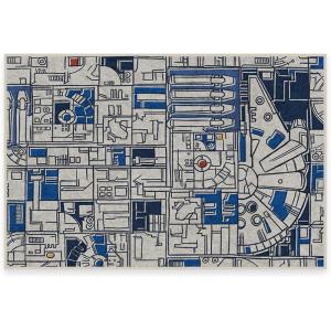 RUGGABLE x Star Wars Washable Area Rug – Grogu Trellis Ash Grey 3×5, Stain-Resistant, Non-Slip – Small Machine Washable Rugs for Living Room, Bedroom, Hallway, Entryway & Office–with Standard Pad(Smugglers Geo R2d2 Blue – Standard Pad)