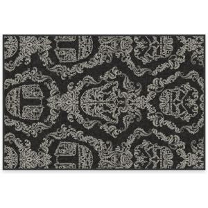 RUGGABLE x Star Wars Washable Area Rug – Grogu Trellis Ash Grey 3×5, Stain-Resistant, Non-Slip – Small Machine Washable Rugs for Living Room, Bedroom, Hallway, Entryway & Office–with Standard Pad(Dark Side Damask Black – Standard Pad)
