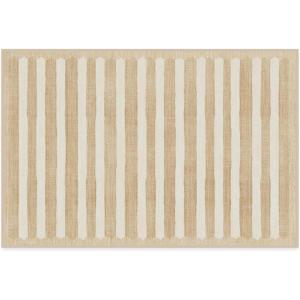 RUGGABLE x goop Machine Washable Area Rug – Lucia Natural 10×14, Stain-Resistant, Non-Slip – Large Rugs for Living Room, Bedroom, Hallway, Entryway & Office–with Standard Pad(Elin Stripe Latte Cream – Cushioned Pad)
