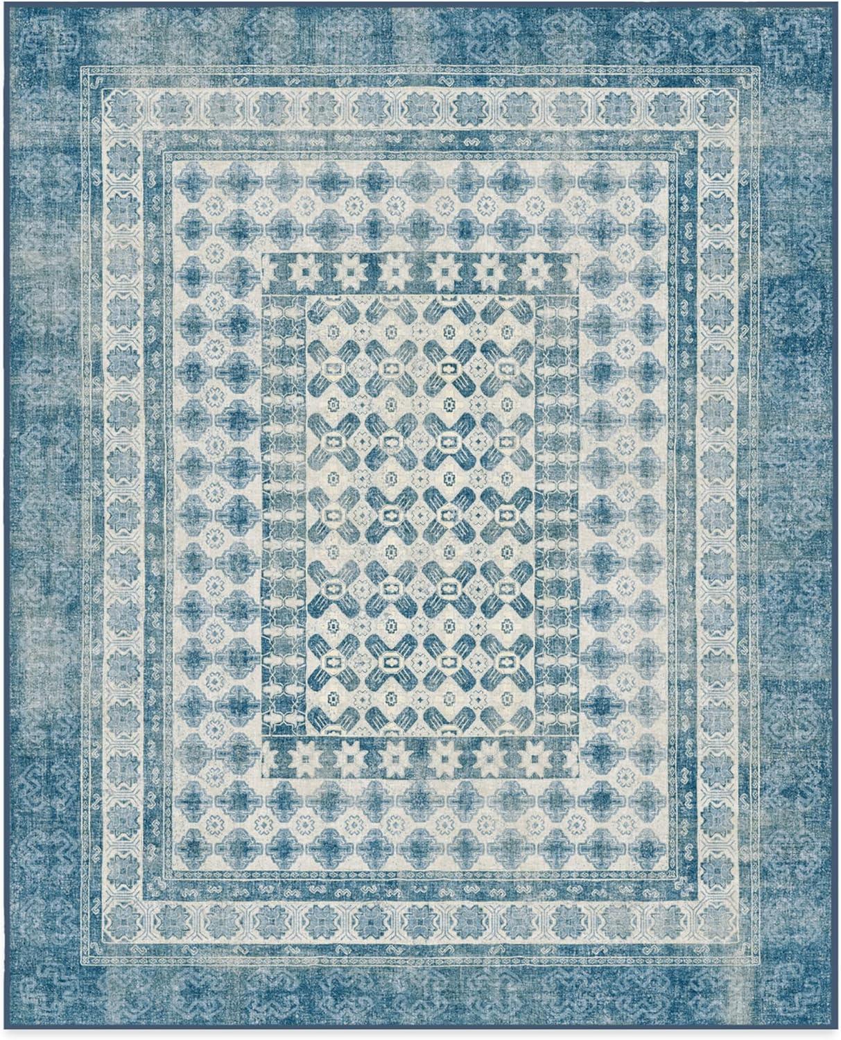 imageRUGGABLE Machine Washable Runner Rug Founders Cyrus Black 25x7 StainResistant NonSlip Washable Rug for Hallway Entryway Living Room ampamp Kitchenwith Standard PadCyrus Ocean Ivory Standard Pad