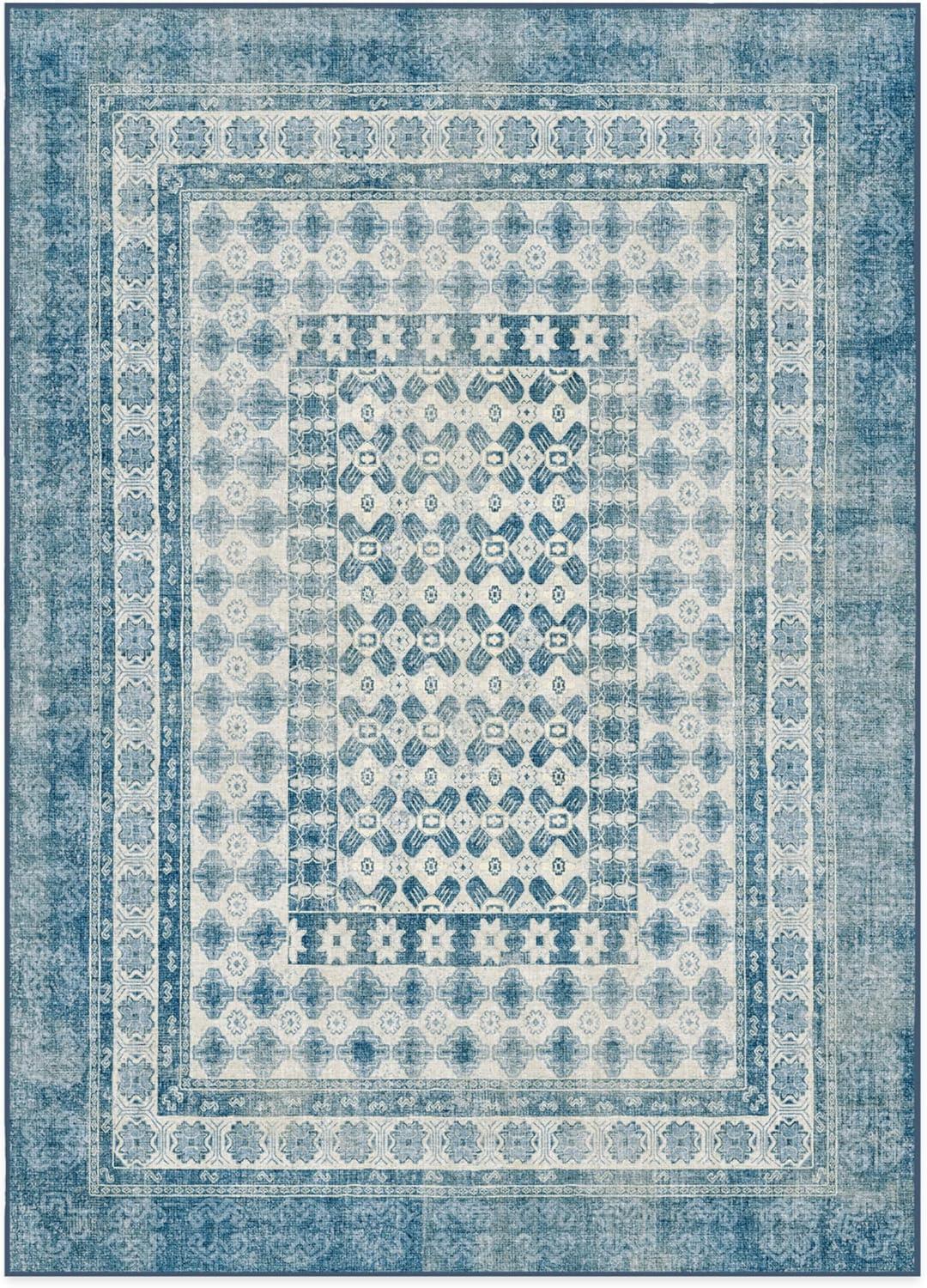 imageRUGGABLE Machine Washable Runner Rug Founders Cyrus Black 25x7 StainResistant NonSlip Washable Rug for Hallway Entryway Living Room ampamp Kitchenwith Standard PadCyrus Ocean Ivory Standard Pad