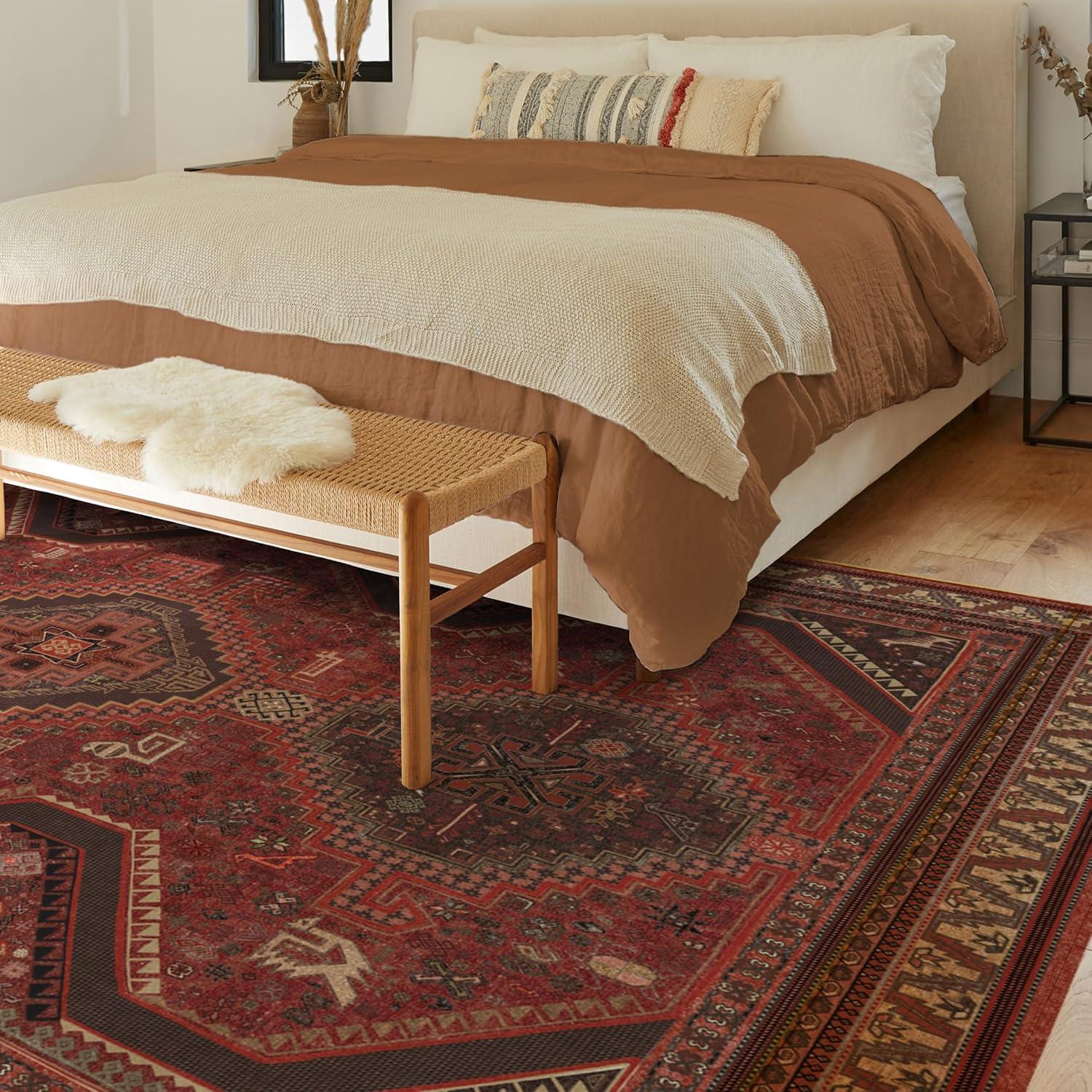 imageRUGGABLE Washable Area Rug Zareen Scarlet Red 2x3 StainResistant NonSlip Small Machine Washable Rugs for Living Room Bedroom Hallway Entryway ampamp Bathroomwith Standard PadScarlet Red Standard Pad