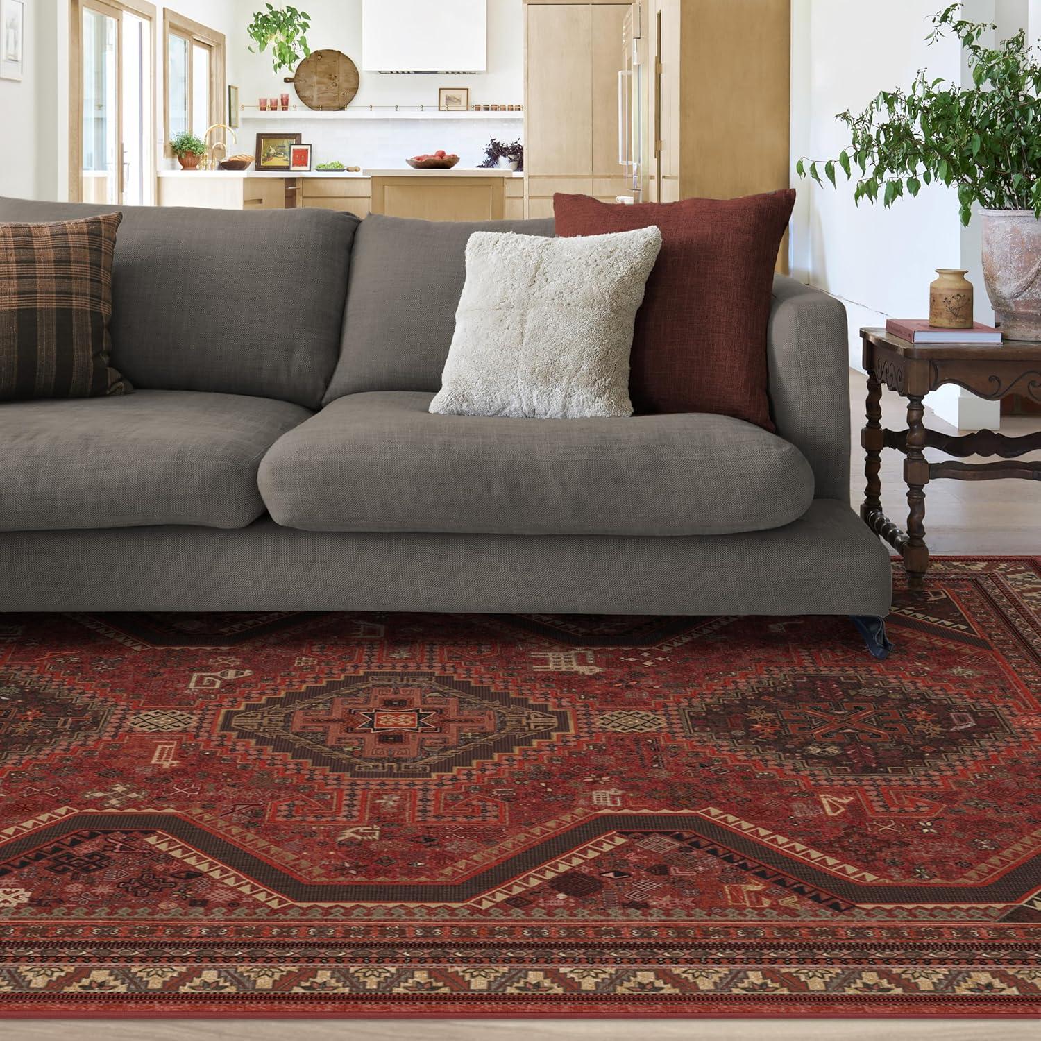 imageRUGGABLE Washable Area Rug Zareen Scarlet Red 2x3 StainResistant NonSlip Small Machine Washable Rugs for Living Room Bedroom Hallway Entryway ampamp Bathroomwith Standard PadScarlet Red Cushioned Pad