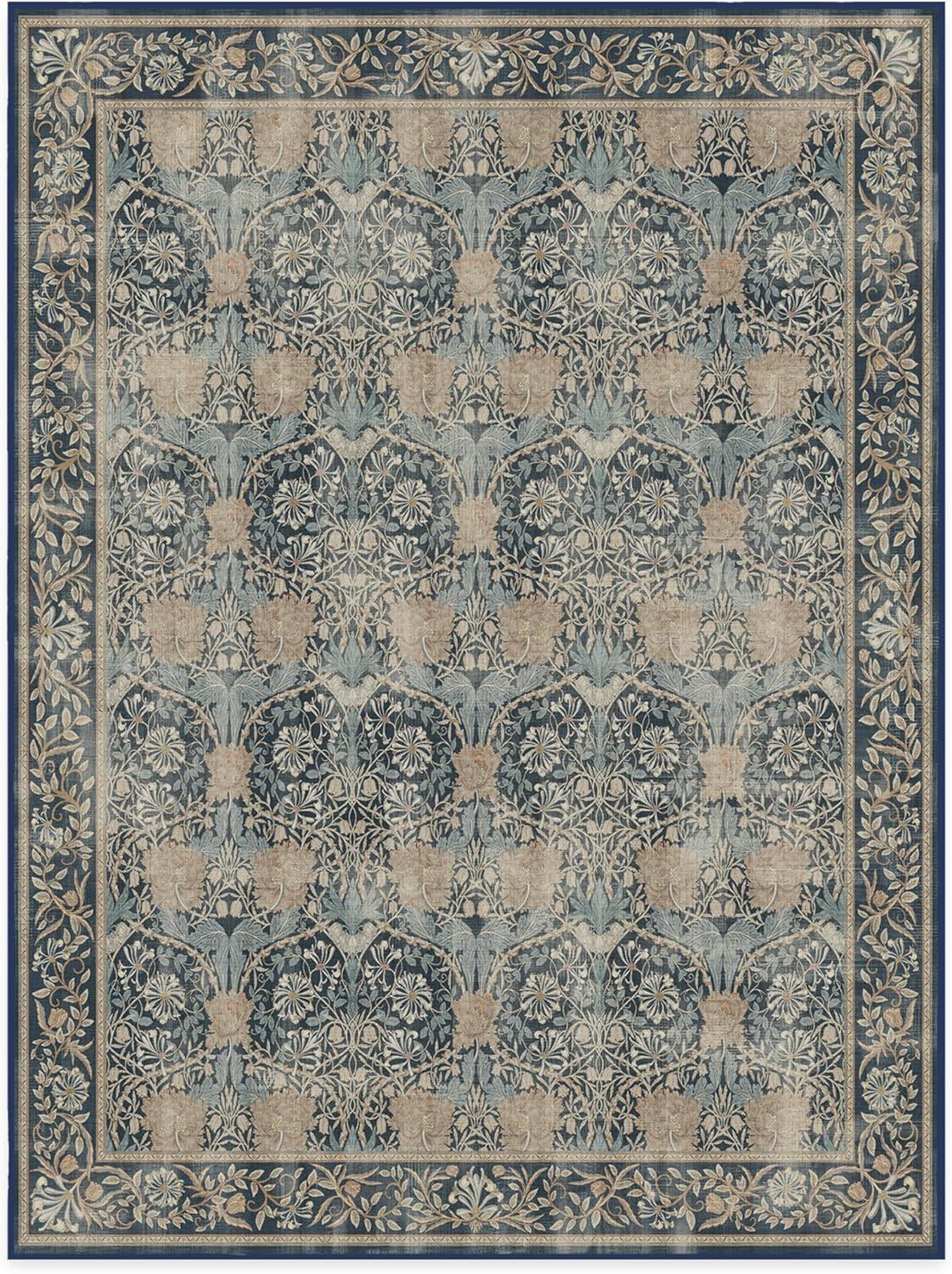 imageRUGGABLE x Morris ampamp Co Washable Runner Rug Mallow Rust Red 25x7 StainResistant NonSlip Hallway Runner Machine Washable Rug for Hallway Entryway Living Room ampamp Kitchenwith Standard PadHoneysuckle Tulip Blue Standard Pad