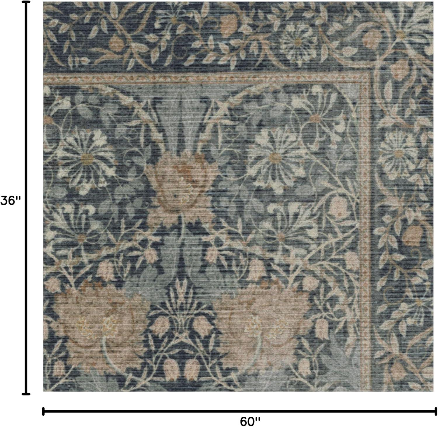 imageRUGGABLE x Morris ampamp Co Washable Runner Rug Mallow Rust Red 25x7 StainResistant NonSlip Hallway Runner Machine Washable Rug for Hallway Entryway Living Room ampamp Kitchenwith Standard PadHoneysuckle Tulip Blue Standard Pad