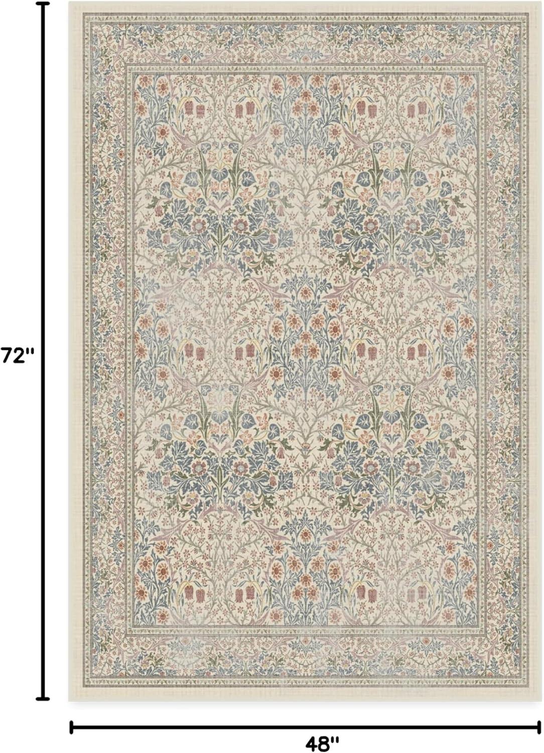 imageRUGGABLE x Morris ampamp Co Washable Runner Rug Mallow Rust Red 25x7 StainResistant NonSlip Hallway Runner Machine Washable Rug for Hallway Entryway Living Room ampamp Kitchenwith Standard PadBlackthorn Ivory Blue Standard Pad