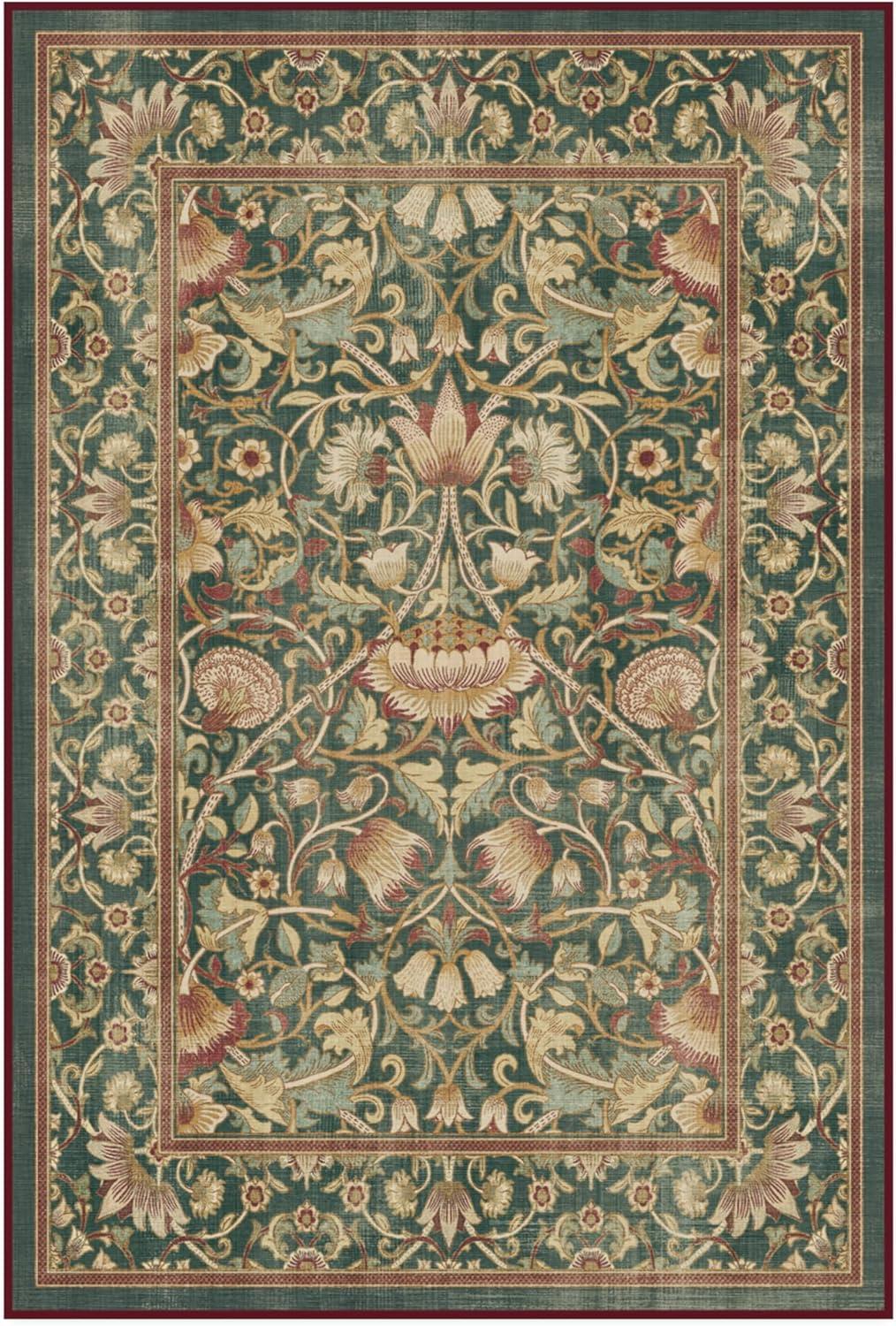 imageRUGGABLE x Morris ampamp Co Washable Runner Rug Mallow Rust Red 25x7 StainResistant NonSlip Hallway Runner Machine Washable Rug for Hallway Entryway Living Room ampamp Kitchenwith Standard PadLodden Soft Evergreen Gold Cushioned Pad